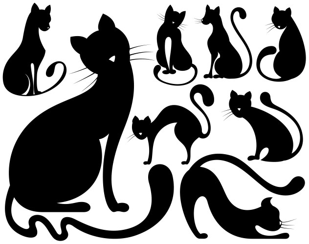 Cat Silhouettes Collection Vector Image