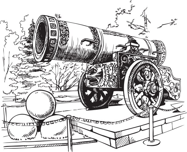 Drawing tsar cannon moscow Vector Image