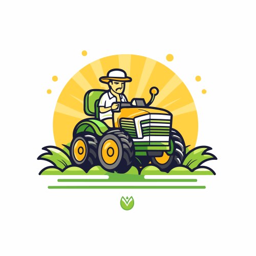 Cartoon farmer with tractor harvester Royalty Free Vector
