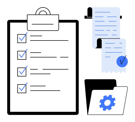 Checklist with receipts and file folder for task vector image