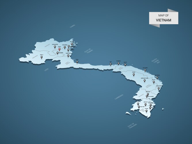 Isometric Vietnam Map - 3D Concept Vector Image