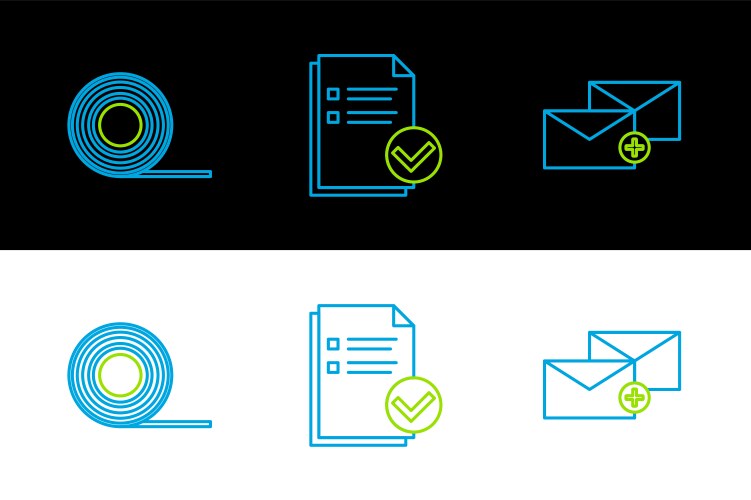 Set line envelope scotch and document check vector image