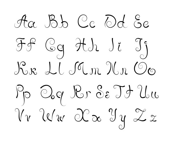 Script alphabet Royalty Free Vector Image - VectorStock