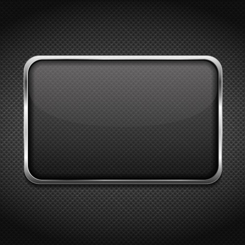 Red glass 3d buttons with chrome frame on metal Vector Image