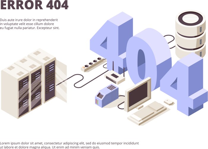 404 page web technology error hosting problems vector image