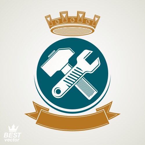 Simple wrench and hammer crossed graphic Vector Image