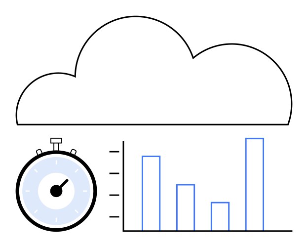 Cloud computing and data analytics with stopwatch vektorbild