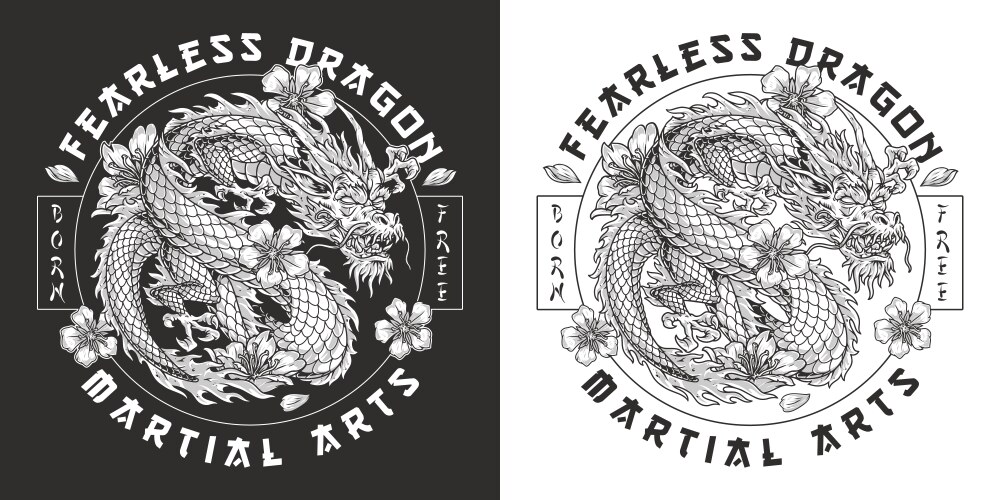Strong fearless dragon monochrome flyer Vector Image