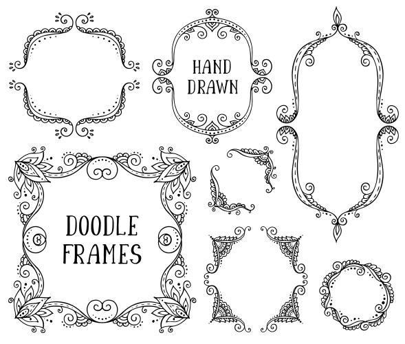 Set of sketch drawn frames Royalty Free Vector Image