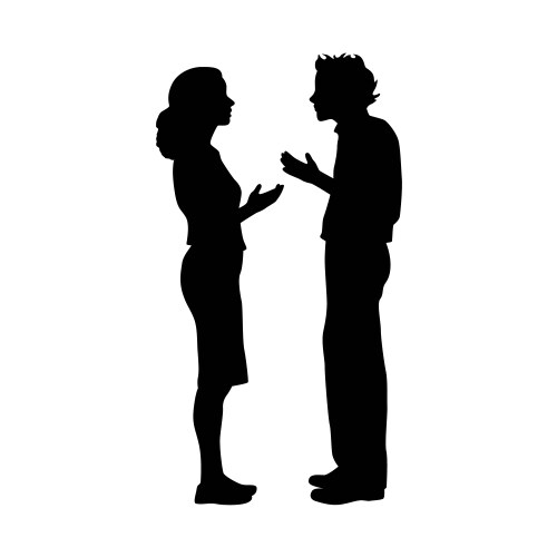 Man and woman talking each other smiling Vector Image