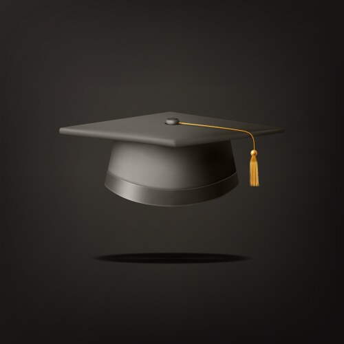 3d realistic black graduate college high vector