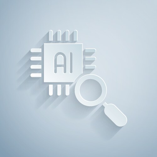 Paper cut computer processor with microcircuits vector image