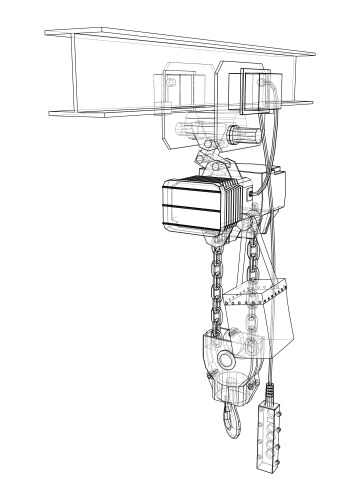 Winch or lifting machine concept outline vector image