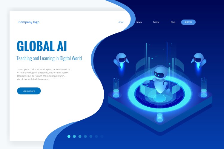 isometric artificial intelligence concept vector image