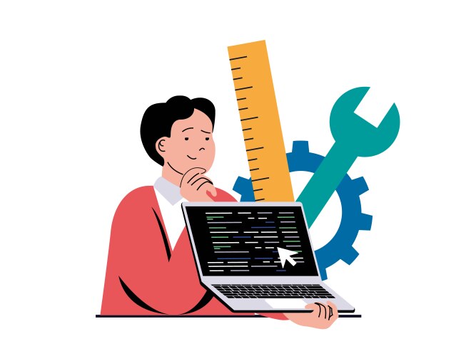 Programming software concept with character vektorbild
