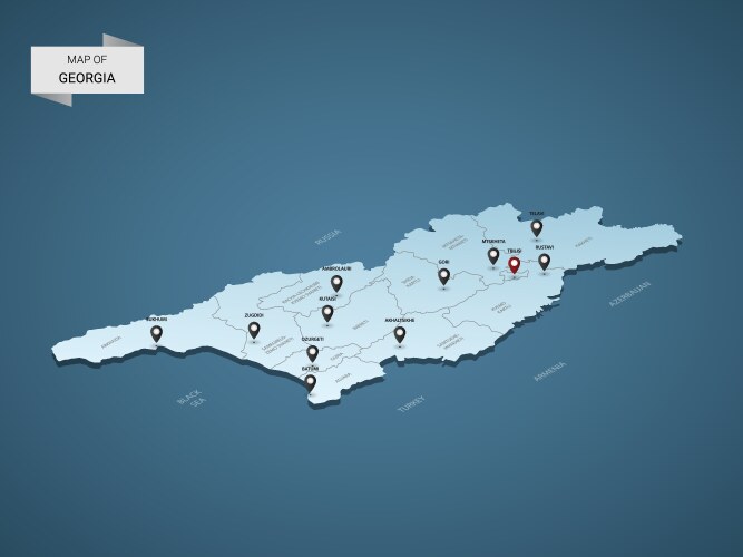 Isometric 3d georgia map concept vector image