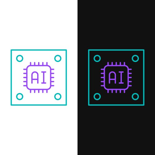 Line computer processor with microcircuits cpu vector image