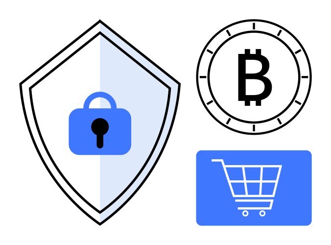 Secure online transactions with blockchain shield vector image
