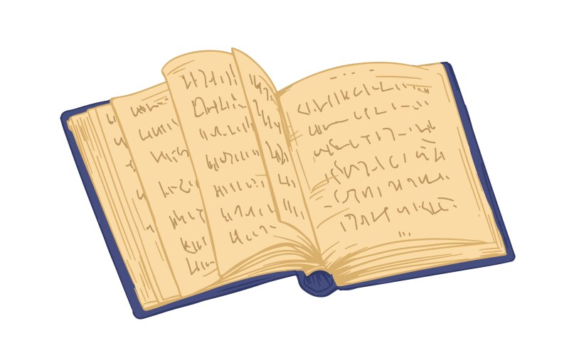 Ancient open book with old pages antique thick Vector Image