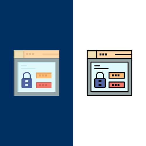 Browser web lock code icons flat and line filled vector image
