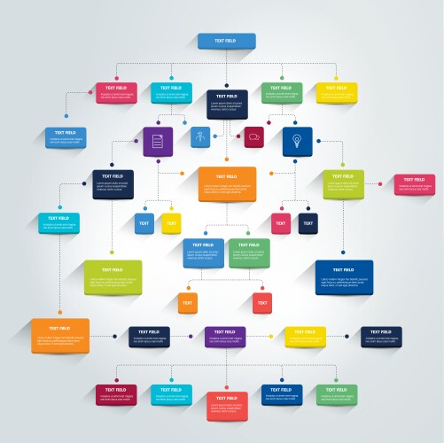Infographics flowchart colored shadows scheme vector image
