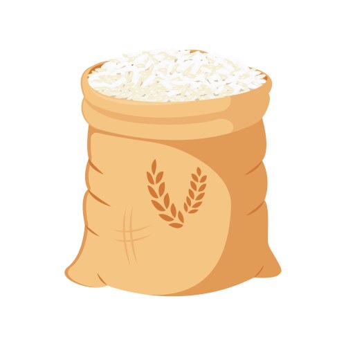 Rice sack linen burlap brown isolated on white Vector Image