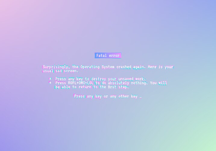 Blue screen with operating system error message vector image