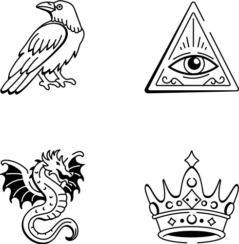 Dark Crow with Crown - Illuminati Symbolism Vector Image