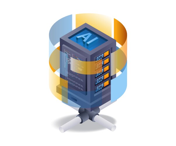 Server data artificial intelligence network flat vector image