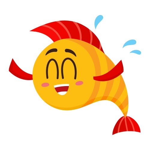 Laughing Golden Fish Character Vector Image