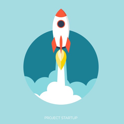 Startup rocket launch isometric flat icon 3d Vector Image