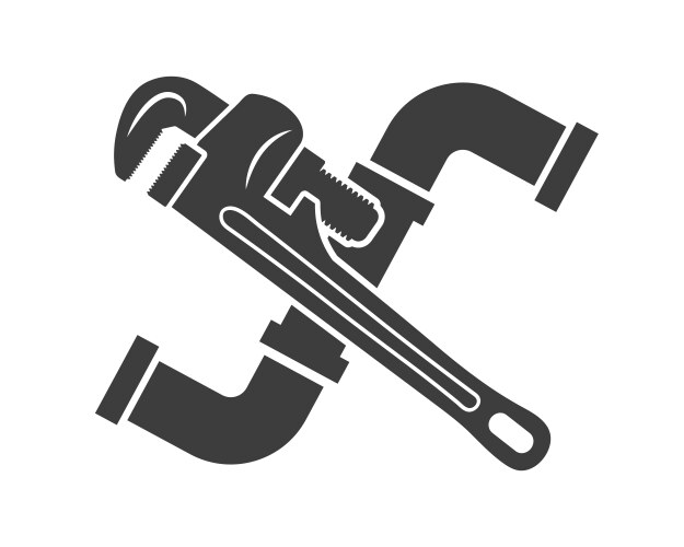 Plumbing services icon symbol pipe wrench sign p Vector Image