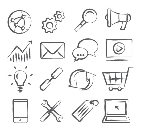 Seo doodle icons vector image