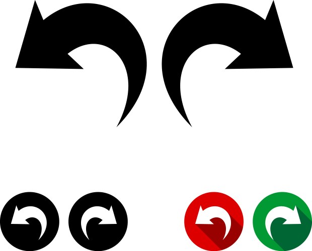 undo and redo arrows black icon set vector image