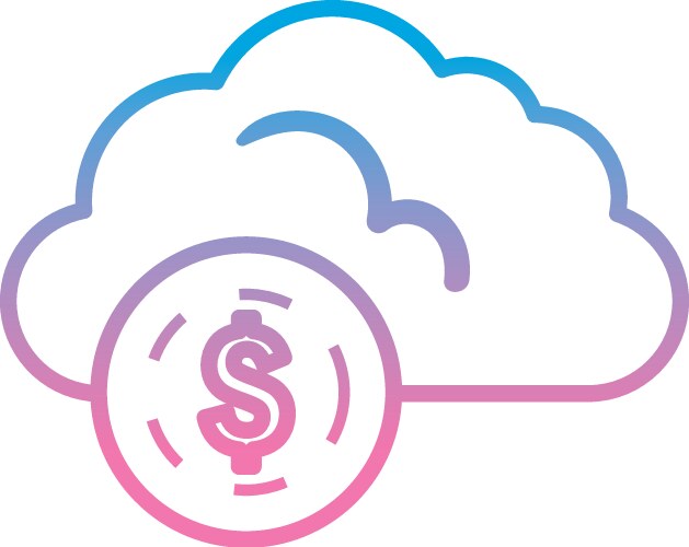 Cloud computing with dollar coin gradient style vector image