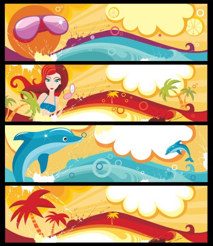 Beach Summer Banner Set Vector Image