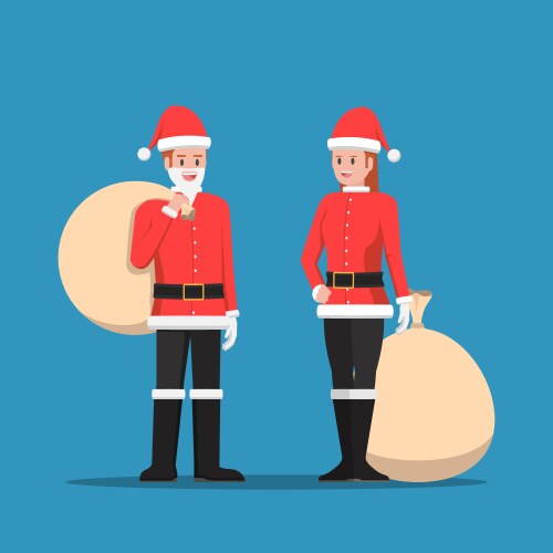 Man and woman in santa claus suit vector image