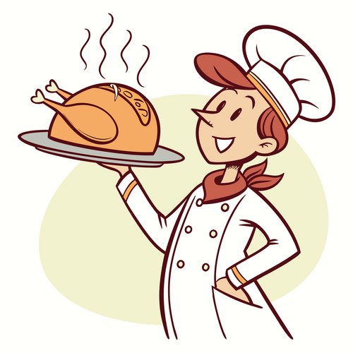 Cheerful Chef with Roasted Turkey Vector Image