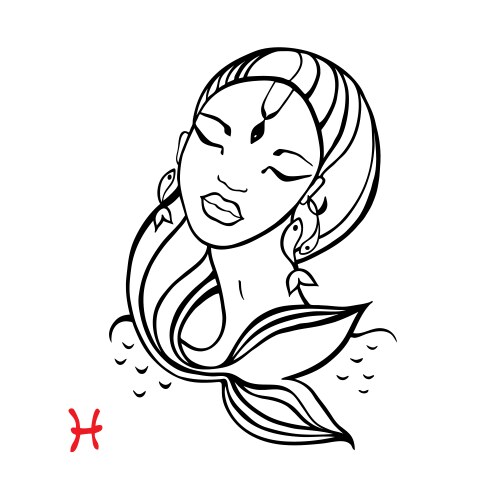 Pisces zodiac beautiful fashion girl Vector Image