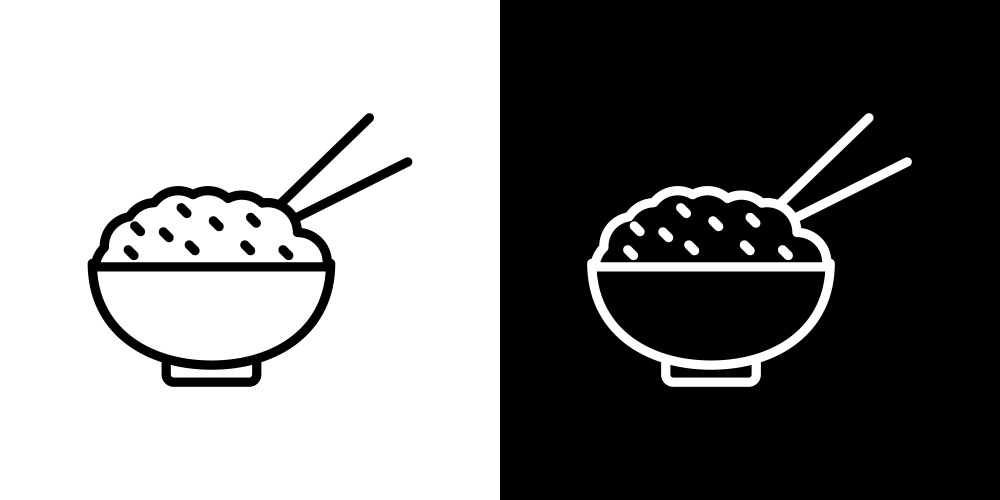 Rice bowl icon set chinese cooked Royalty Free Vector Image