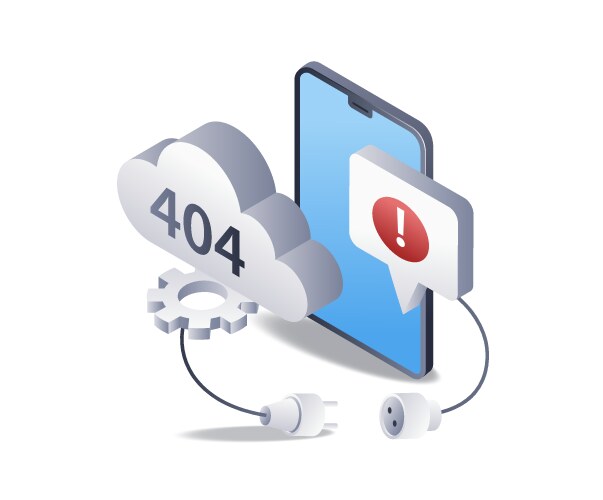 Smartphone application server system error 404 vector image