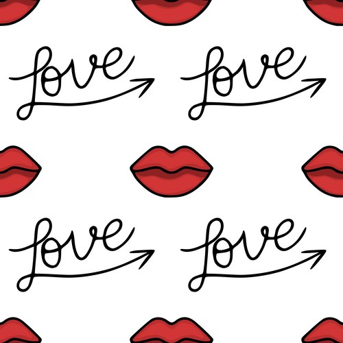 Romantic Lips Pattern Vector Image
