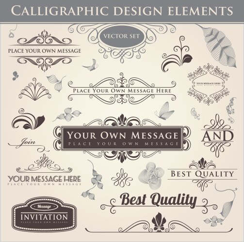 Set calligraphic design elements Royalty Free Vector Image
