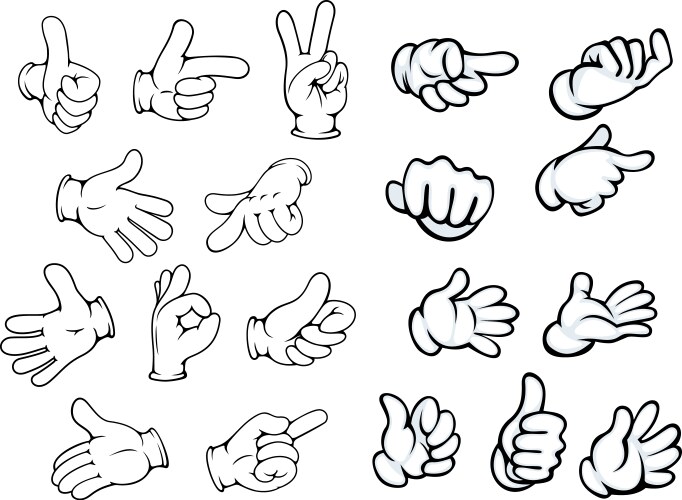 Cartoon hand gestures set Royalty Free Vector Image