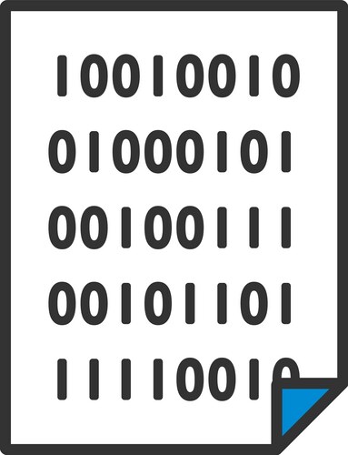 sheet with binary code icon vector