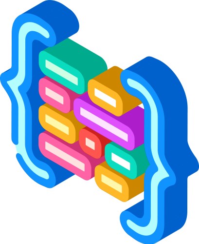 Code brackets with letters nlp isometric icon vektorbild