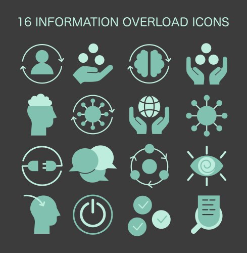 Information overload icons set flat vector image