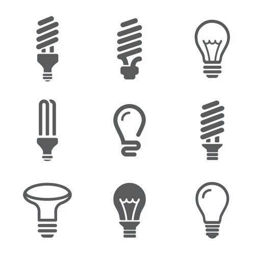 Light bulbs bulb icon set vector image