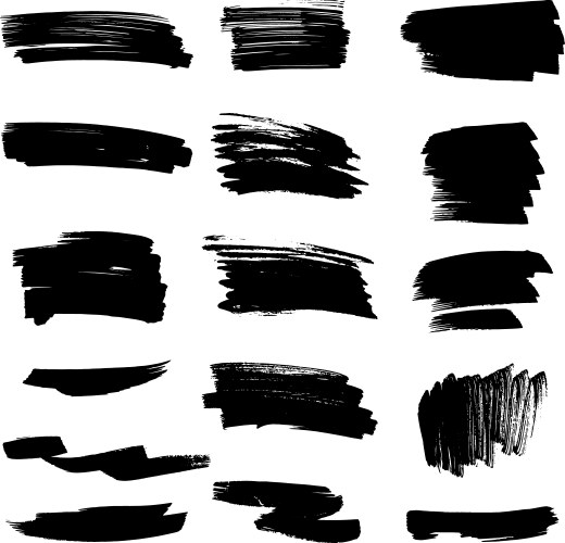 Black brush strokes set Royalty Free Vector Image