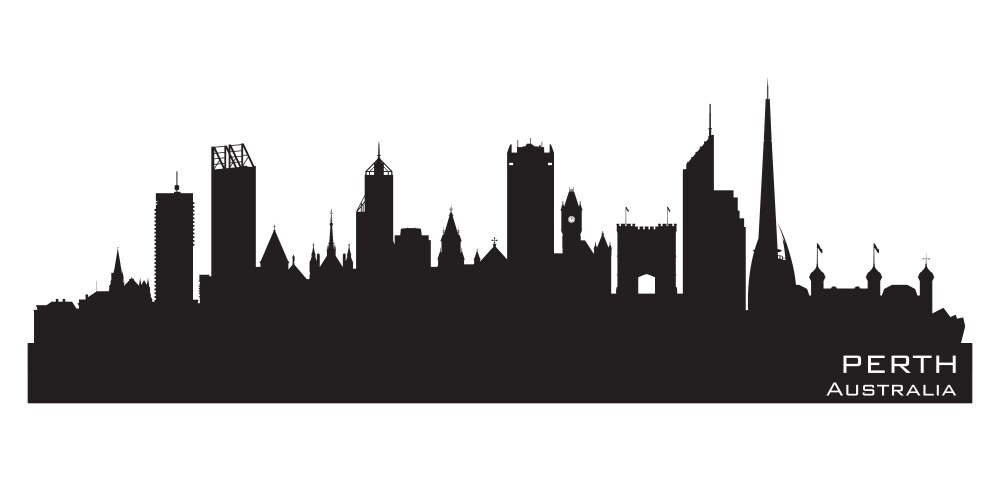 Perth australia city skyline silhouette Vector Image